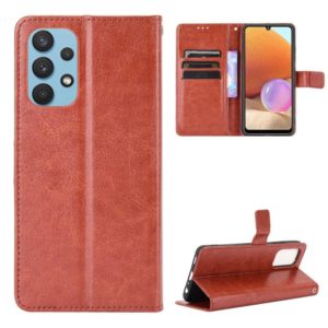 For Samsung Galaxy A32 4G(EU Version) Retro Crazy Horse Texture Horizontal Flip Leather Case with Holder & Card Slots & Photo Frame(Brown) (OEM)