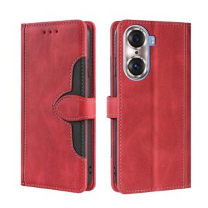 For Honor 60 Pro Skin Feel Straw Hat Magnetic Buckle Leather Phone Case(Red) (OEM)