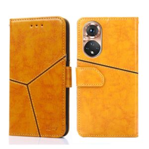 For Honor 50 Geometric Stitching Horizontal Flip Leather Phone Case(Yellow) (OEM)