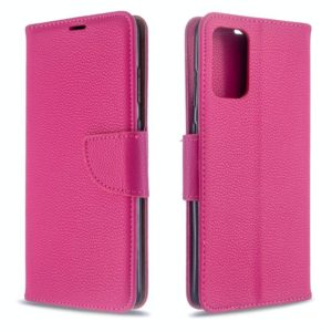 For Galaxy S20+ Litchi Texture Pure Color Horizontal Flip PU Leather Case with Holder & Card Slots & Wallet & Lanyard(Rose Red) (OEM)
