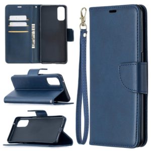 For OPPO Reno4 5G Retro Lambskin Texture Pure Color Horizontal Flip PU Leather Case with Holder & Card Slots & Wallet & Lanyard(Blue) (OEM)