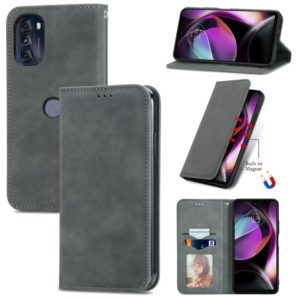 For Motorola Moto G 2022 Retro Skin Feel Magnetic Leather Phone Case(Gray) (OEM)