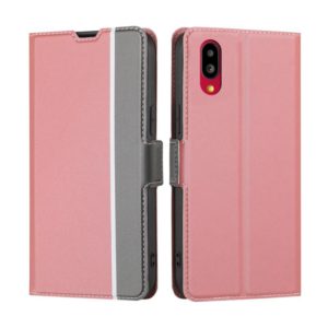 For Sharp Simple Sumaho 6 A201SH Twill Texture Side Button Leather Phone Case(Pink) (OEM)