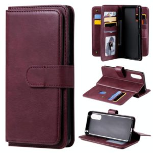 For Sony Xpeira 10 II Multifunctional Magnetic Copper Buckle Horizontal Flip Solid Color Leather Case with 10 Card Slots & Wallet & Holder & Photo Frame(Red Wine) (OEM)
