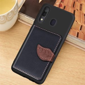 Litchi Pattern Card Bag Wallet Bracket + TPU Phone Case with Card Slot Wallet Bracket Function For Galaxy A30(Black) (OEM)