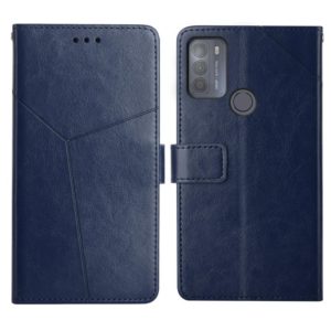 For Motorola Moto G50 Y Stitching Horizontal Flip Leather Phone Case with Holder & Card Slots & Wallet & Photo Frame(Blue) (OEM)