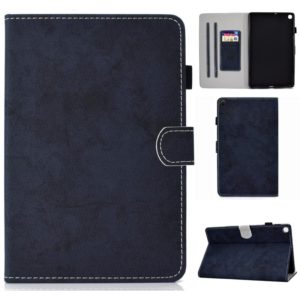For Samsung Galaxy Tab A7 (2020) T500 Marble Style Cloth Texture Leather Case with Bracket & Card Slot & Pen Slot & Anti Skid Strip(Dark Blue) (OEM)