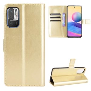 For Xiaomi Redmi Note 10 5G Crazy Horse Texture Horizontal Flip Leather Case with Holder & Card Slots & Lanyard(Gold) (OEM)