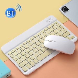 Universal Ultra-Thin Portable Bluetooth Keyboard and Mouse Set For Tablet Phones, Size:10 inch(Yellow Keyboard + Yellow mouse) (OEM)