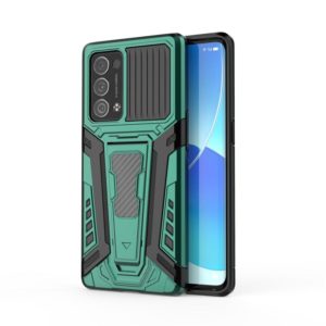For OPPO Reno6 Pro+ 5G War Chariot Series Armor All-inclusive Shockproof PC + TPU Protective Case with Invisible Holder(Green) (OEM)