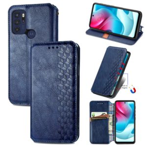 For Motorola Moto G60S Cubic Grid Pressed Horizontal Flip Magnetic Leather Phone Case with Holder & Card Slots & Wallet(Blue) (OEM)
