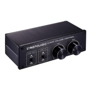 LINEPAUDIO A977 2 In 2 Out Switcher Full-balance Passive Preamp Active Speaker Double Sound Source Volume Controller (Black) (OEM)