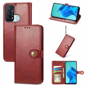 For OPPO Reno5 A Solid Color Leather Buckle Phone Case with Lanyard & Photo Frame & Card Slot & Wallet & Stand Function(Red) (OEM)