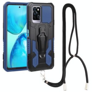 For Infinix Note 10 Pro Armor Warrior Shockproof PC + TPU Lanyard Phone Case(Blue) (OEM)