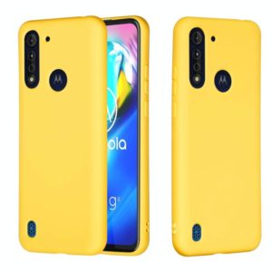 For Motorola Moto G8 Power Pure Color Liquid Silicone Shockproof Full Coverage Protective Case(Yellow) (OEM)