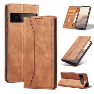 For Google Pixel 6 Pro Magnetic Dual-fold Leather Phone Case(Brown) (OEM)