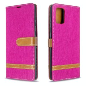 For Galaxy A71 Color Matching Denim Texture Horizontal Flip PU Leather Case with Holder & Card Slots & Wallet & Lanyard(Rose Red) (OEM)