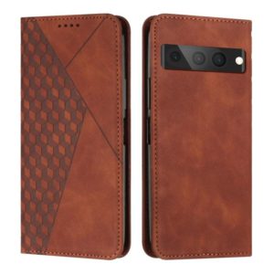 For Google Pixel 7 Pro Diamond Splicing Skin Feel Magnetic Leather Phone Case(Brown) (OEM)