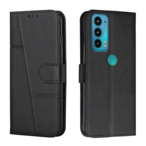 For Motorola Edge 20 Stitching Calf Texture Buckle Leather Phone Case(Black) (OEM)