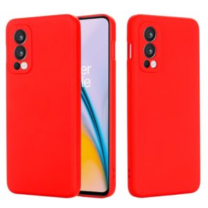For OnePlus Nord 2 5G Solid Color Liquid Silicone Shockproof Full Coverage Protective Case(Red) (OEM)