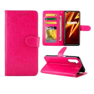 For OPPO Realme6 Pro Crazy Horse Texture Leather Horizontal Flip Protective Case with Holder & Card Slots & Wallet & Photo Frame(Magenta) (OEM)