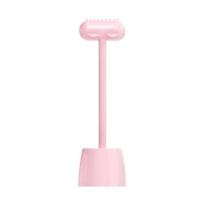Pet Cat and Dog Supplies Long Handle Comb With Base(Pink) (OEM)