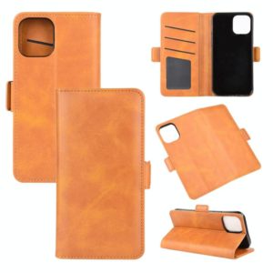 For iPhone 12 Pro Max Dual-side Magnetic Buckle Horizontal Flip Leather Case with Holder & Card Slots & Wallet(Yellow) (OEM)