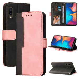 For Samsung Galaxy A20 / A30 Business Stitching-Color Horizontal Flip PU Leather Case with Holder & Card Slots & Photo Frame(Pink) (OEM)