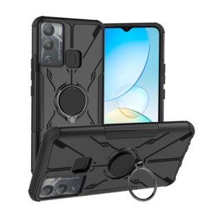 For Infinix Hot 12i Armor Bear Shockproof PC + TPU Phone Case with Ring(Black) (OEM)