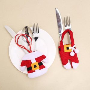 Christmas Table Decoration Christmas Small Clothes Pants Cutlery Cover(Cloth Button) (OEM)