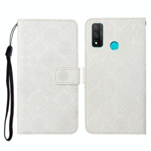 For Huawei P smart 2020 Ethnic Style Embossed Pattern Horizontal Flip Leather Case with Holder & Card Slots & Wallet & Lanyard(White) (OEM)