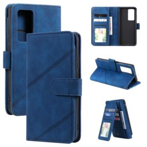 For Huawei P40 Pro Skin Feel Business Horizontal Flip PU Leather Case with Holder & Multi-Card Slots & Wallet & Lanyard & Photo Frame(Blue) (OEM)