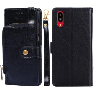For Sharp Simple Sumaho 6 Zipper Bag Leather Phone Case(Black) (OEM)