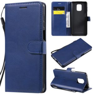 For Xiaomi Redmi Note 9S / Note 9 Pro Solid Color Horizontal Flip Protective Leather Case with Holder & Card Slots & Wallet & Lanyard(Blue) (OEM)