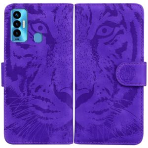 For Tecno Camon 18i Tiger Embossing Pattern Horizontal Flip Leather Phone Case(Purple) (OEM)