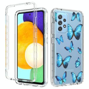 For Samsung Galaxy A52 5G / 4G 2 in 1 High Transparent Painted Shockproof PC + TPU Protective Case(Blue Butterfly) (OEM)