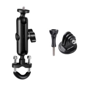 9cm Connecting Rod 20mm Ball Head Motorcycle Handlebar Fixed Mount Holder with Tripod Adapter & Screw for GoPro Hero12 Black / Hero11 /10 /9 /8 /7 /6 /5, Insta360 Ace / Ace Pro, DJI Osmo Action 4 and Other Action Cameras(Black) (OEM)