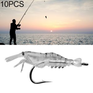 10 PCS 4cm Fishing Soft Artificial Shrimp Bait Lures Popper Poper Baits with Hook(Transparent) (OEM)
