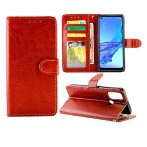 For OPPO A53 Crazy Horse Texture Leather Horizontal Flip Protective Case with Holder & Card Slots & Wallet & Photo Frame(Brown) (OEM)