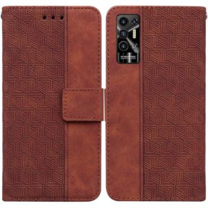 For Tecno Pova 2 Geometric Embossed Leather Phone Case(Brown) (OEM)