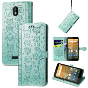 For Vodafone Smart E11 Cat and Dog Embossed Horizontal Flip Phone Leather Case with Holder & Card Slot & Wallet & Lanyard(Green) (OEM)