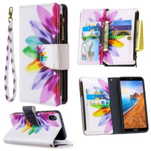 For Xiaomi Redmi 7A Colored Drawing Pattern Zipper Horizontal Flip Leather Case with Holder & Card Slots & Wallet(Sun Flower) (OEM)
