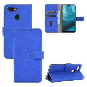For OPPO A7(AX7) / A5s / AX5s / A12 Solid Color Skin Feel Magnetic Buckle Horizontal Flip Calf Texture PU Leather Case with Holder & Card Slots & Wallet(Blue) (OEM)