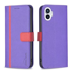 For Nothing Phone 1 BF13 Color Matching Cross Texture Leather Phone Case(Purple) (OEM)