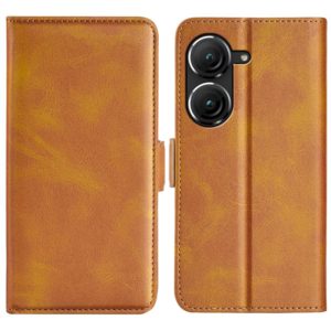 For Asus Zenfone 9 Dual-side Magnetic Buckle Horizontal Flip Leather Phone Case(Yellow) (OEM)