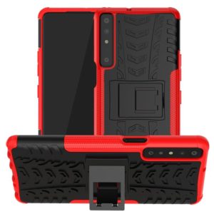 For LG Stylo 7 4G Tire Texture Shockproof TPU+PC Protective Case with Holder(Red) (OEM)