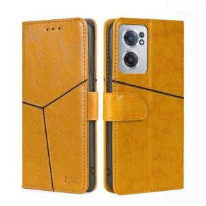 For OnePlus Nord CE 2 5G Geometric Stitching Horizontal Flip TPU + PU Leather Phone Case(Yellow) (OEM)