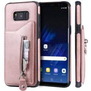 For Galaxy S8 Plus Solid Color Double Buckle Zipper Shockproof Protective Case(Rose Gold) (OEM)