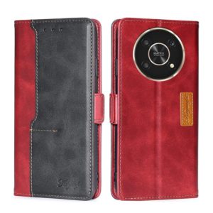 For Honor X30 Contrast Color Side Buckle Leather Phone Case(Red + Black) (OEM)