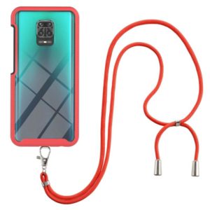 For Xiaomi Redmi Note 9S / Redmi Note 9 Pro / Redmi Note 9 Pro Max Starry Sky Solid Color Series Shockproof PC + TPU Protective Case with Neck Strap(Red) (OEM)